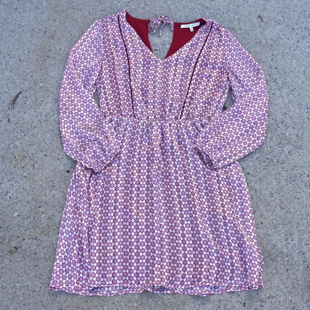 Collective Concepts Floral Gold Sheer Tie Back Dress Medium Boho Cottagecore